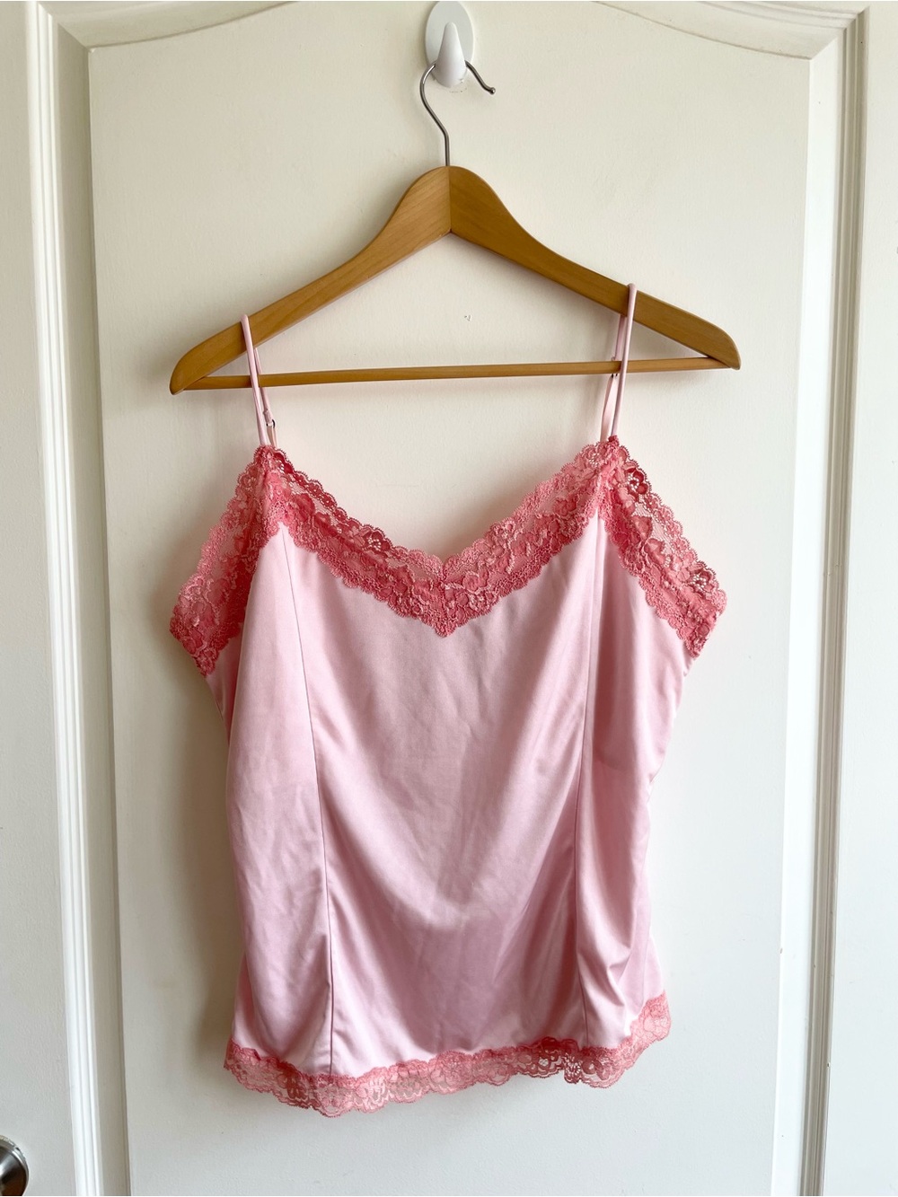 Vintage The Limited Y2K Pink Lace Trim Tank Top Cami Size XL Marie Antoinette